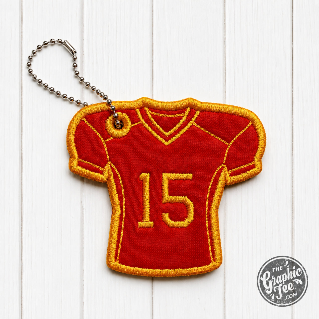 #15 Red and Gold Football Jersey Bag Tag