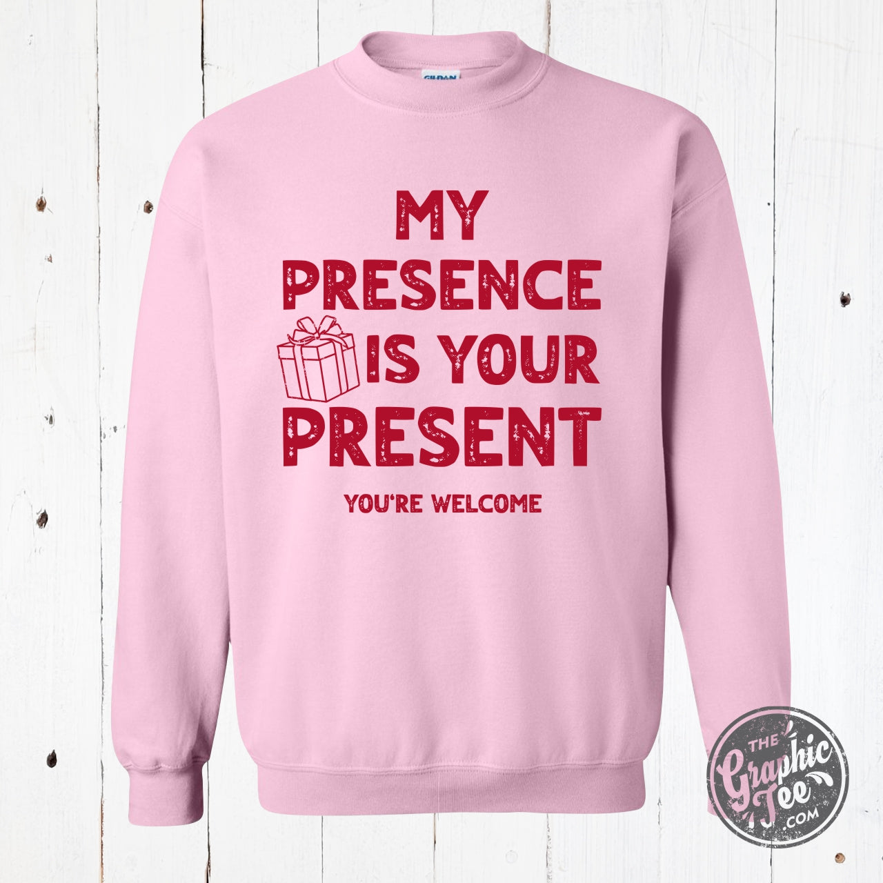 *WHOLESALE* My Presence Is Your Present Light Pink Crewneck Sweatshirt