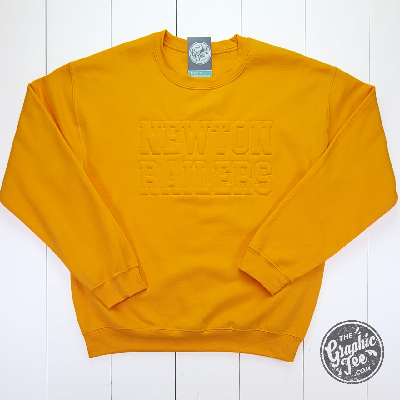 Newton Railers Gold Tonal 3D Embroidered Crewneck Sweatshirt