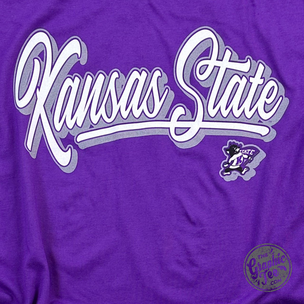 Alley Kansas State Long Sleeve Crew Neck Rounded Bottom Jersey Top Licensed Apparel - The Graphic Tee