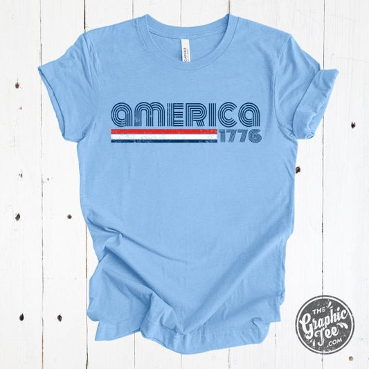 America 1776 Retro Inspired Short Sleeve Tee - The Graphic Tee