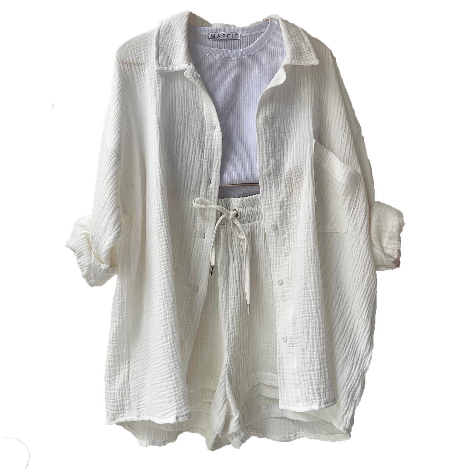 Ariella Linen Shirt and Short Set - Two Piece Set - The Graphic Tee