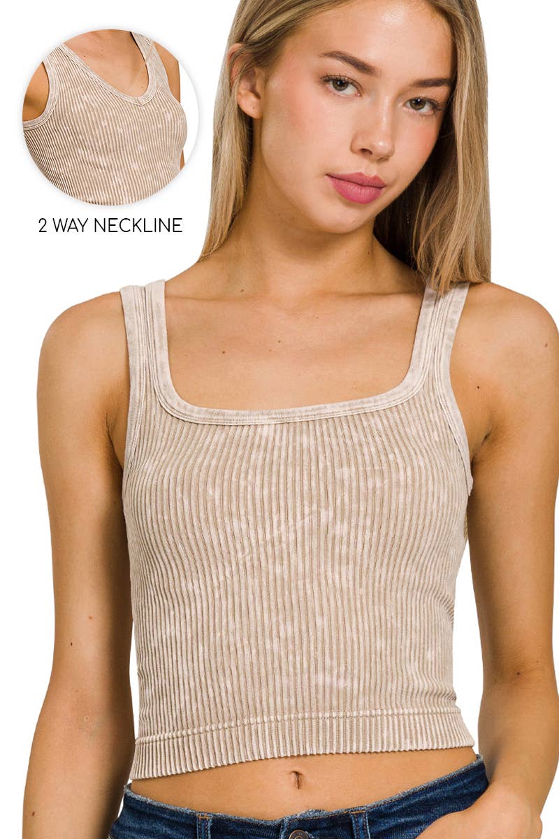 Aubrey Premium Washed Seamless 2 - way Tank - The Graphic Tee