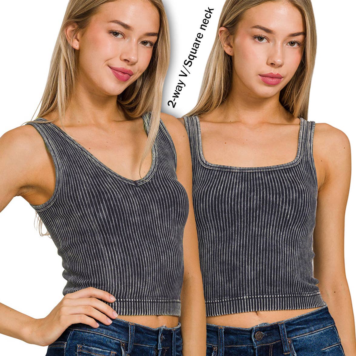 Aubrey Premium Washed Seamless 2 - way Tank - The Graphic Tee