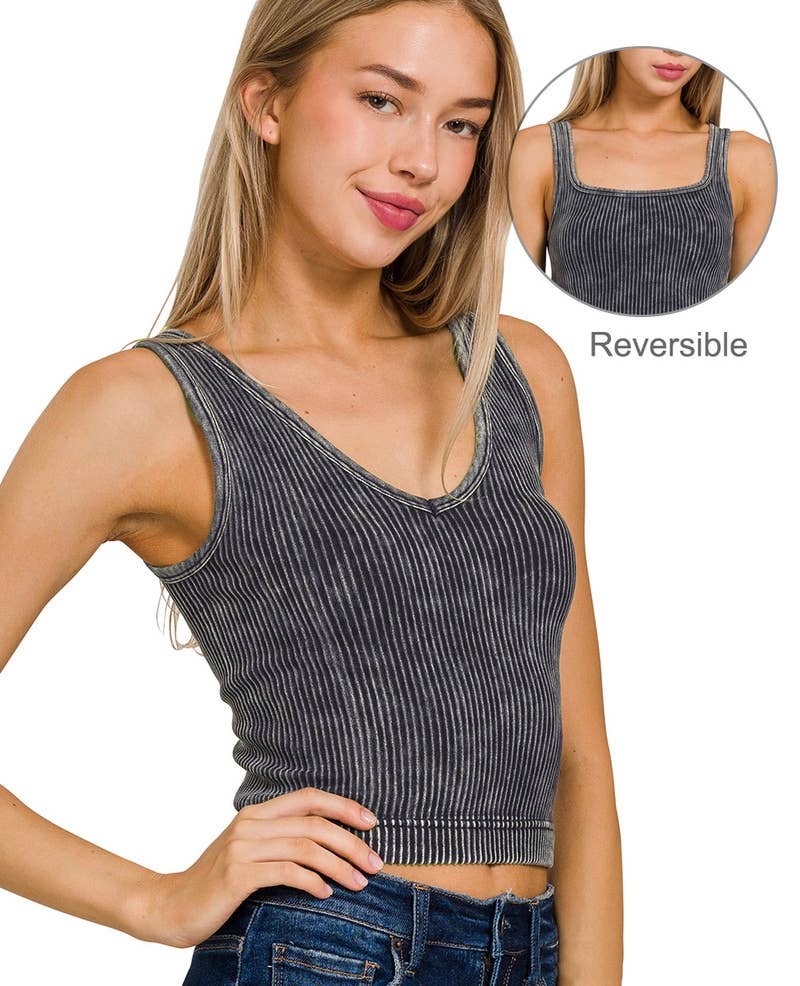 Aubrey Premium Washed Seamless 2 - way Tank - The Graphic Tee