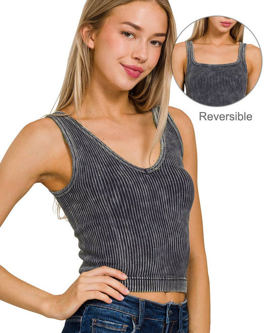 Aubrey Premium Washed Seamless 2 - way Tank - The Graphic Tee