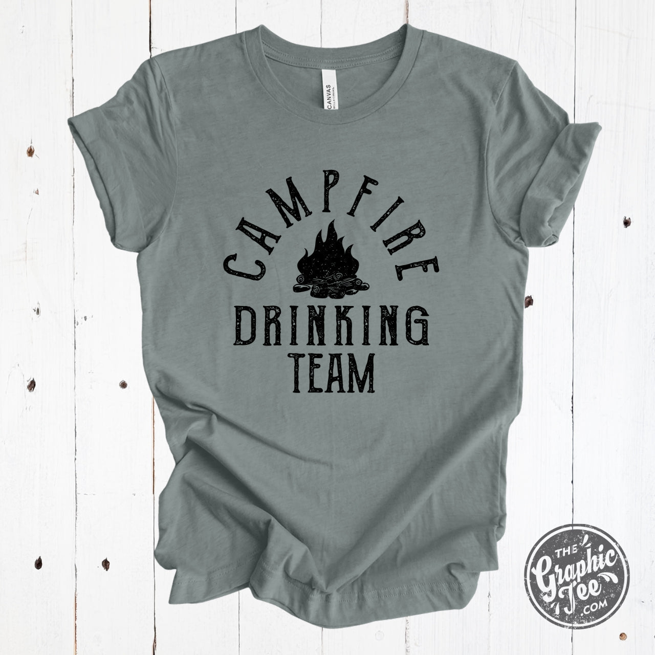 Campfire Drinking Team Heather Blue Storm Short Sleeve Tee - The Graphic Tee