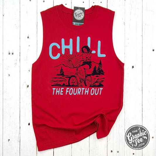 Chill The Fourth Out Red Muscle Tank - The Graphic Tee
