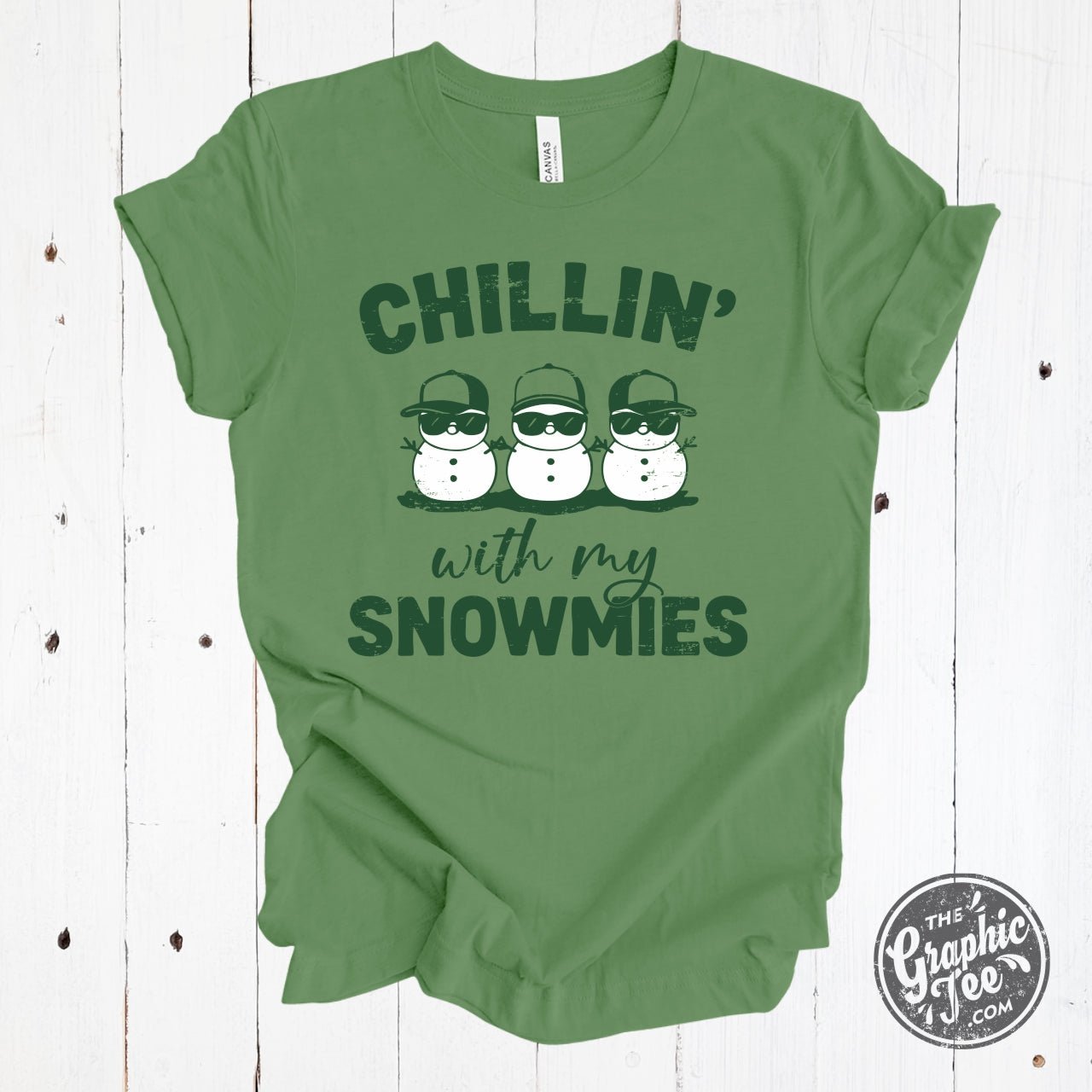 Chillin' With My Snowmies Leaf Short Sleeve Graphic Tee - The Graphic Tee