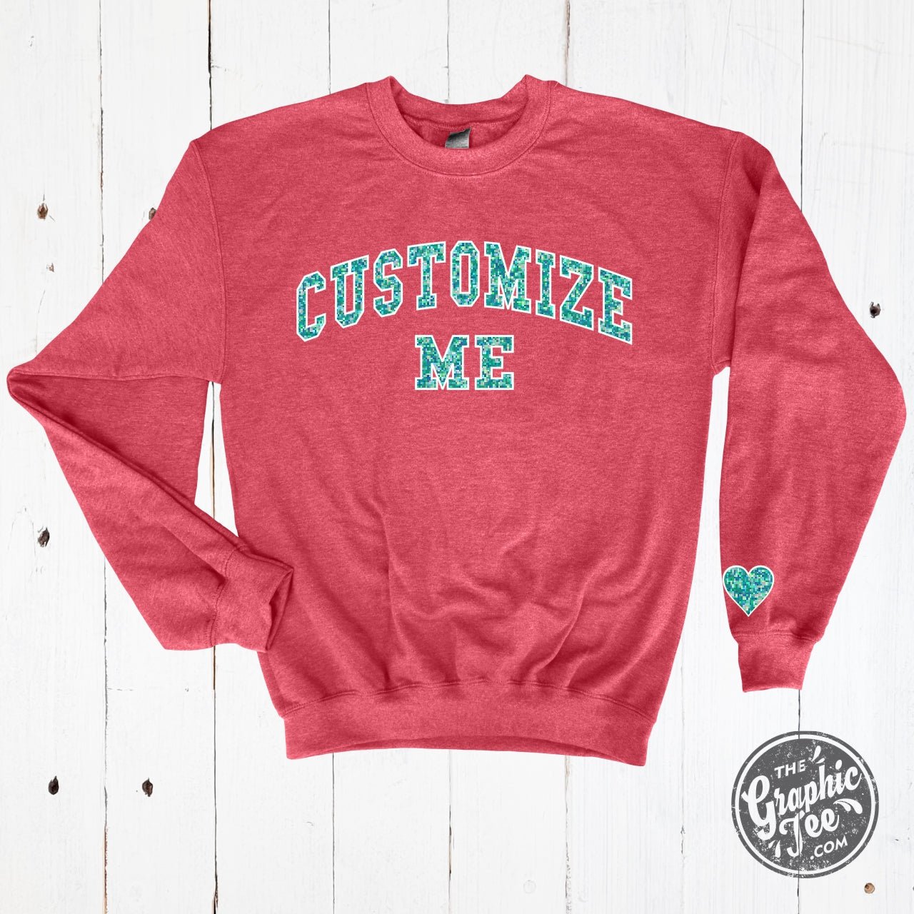 *Custom* Glitter Applique and Embroidered Crewneck Sweatshirt - The Graphic Tee