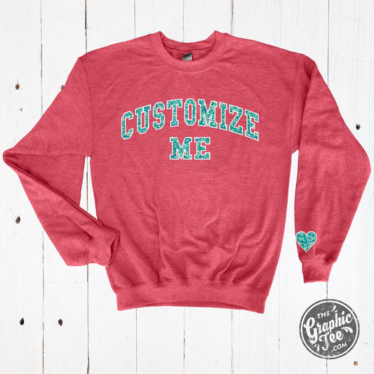 *Custom* Glitter Applique and Embroidered Crewneck Sweatshirt - The Graphic Tee