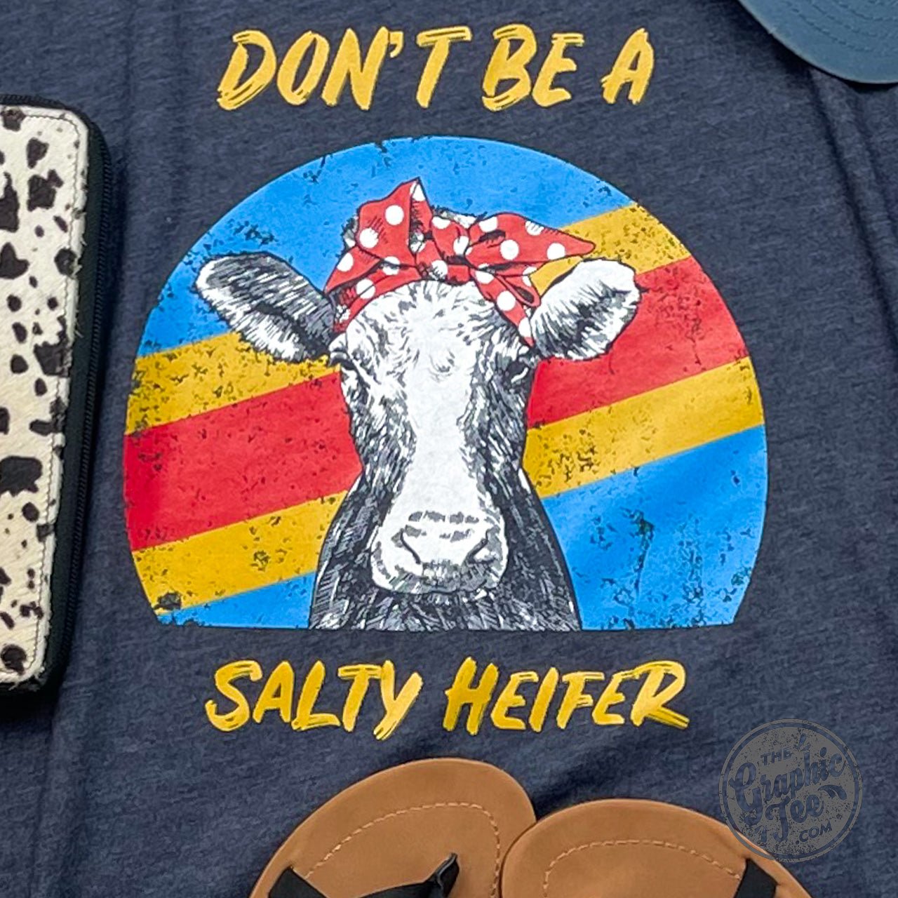 Don't Be A Salty Heifer - Heather Midnight Navy Tee - The Graphic Tee