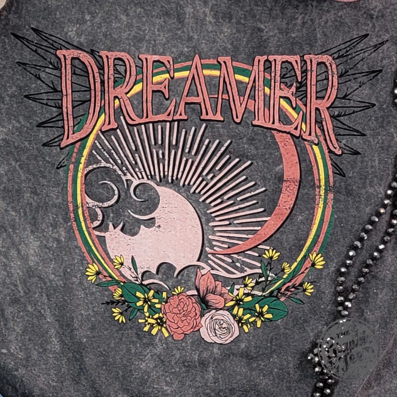 Dreamer Grey Mineral Wash Short Sleeve Crewneck Tee - The Graphic Tee