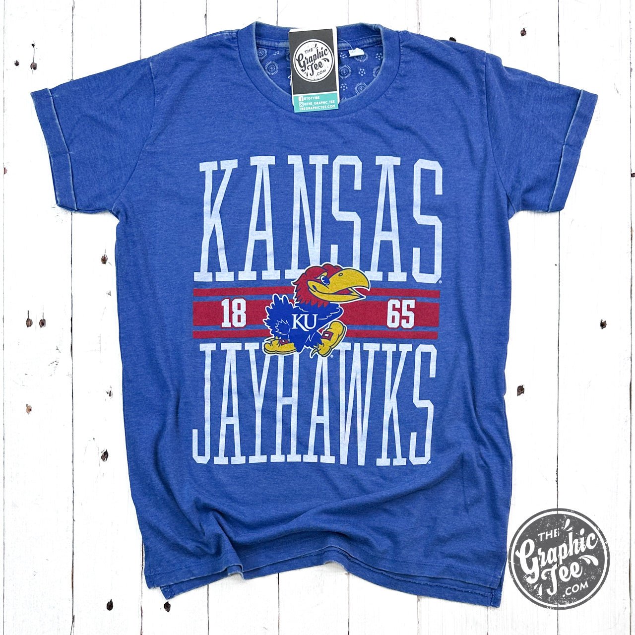 Erin Kansas University Short Sleeve Crew Neck Vintage Boyfriend Top - The Graphic Tee