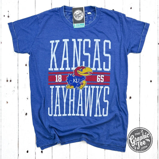 Erin Kansas University Short Sleeve Crew Neck Vintage Boyfriend Top - The Graphic Tee