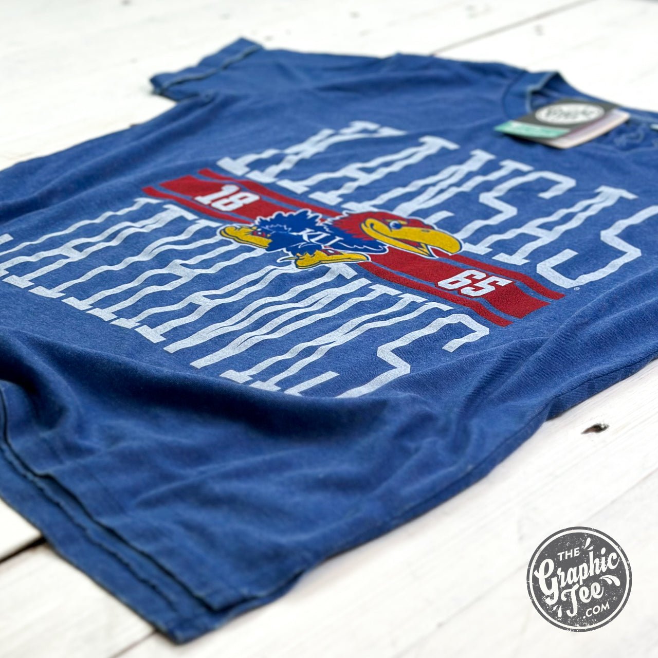 Erin Kansas University Short Sleeve Crew Neck Vintage Boyfriend Top - The Graphic Tee