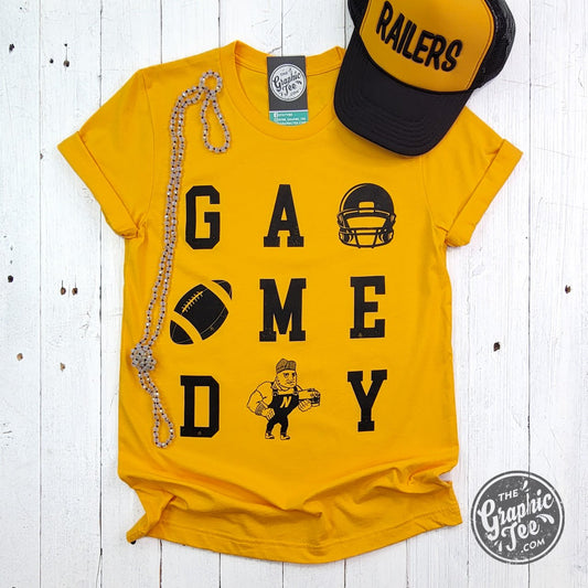 GAME DAY ADULT Newton Railers Gold Short Sleeve Unisex Tee - The Graphic Tee