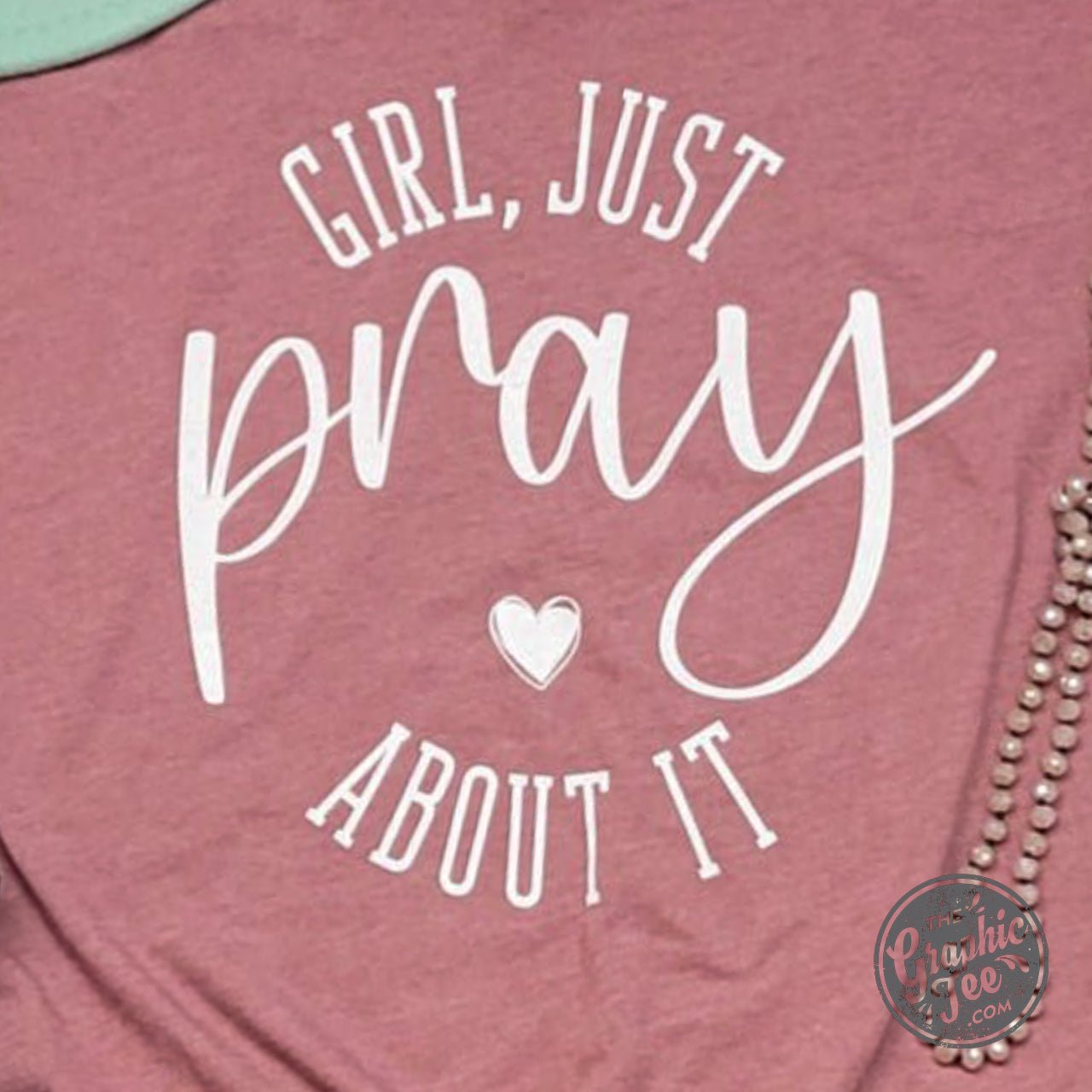 Girl Just Pray About It Heather Mauve Unisex V Neck Tee - The Graphic Tee