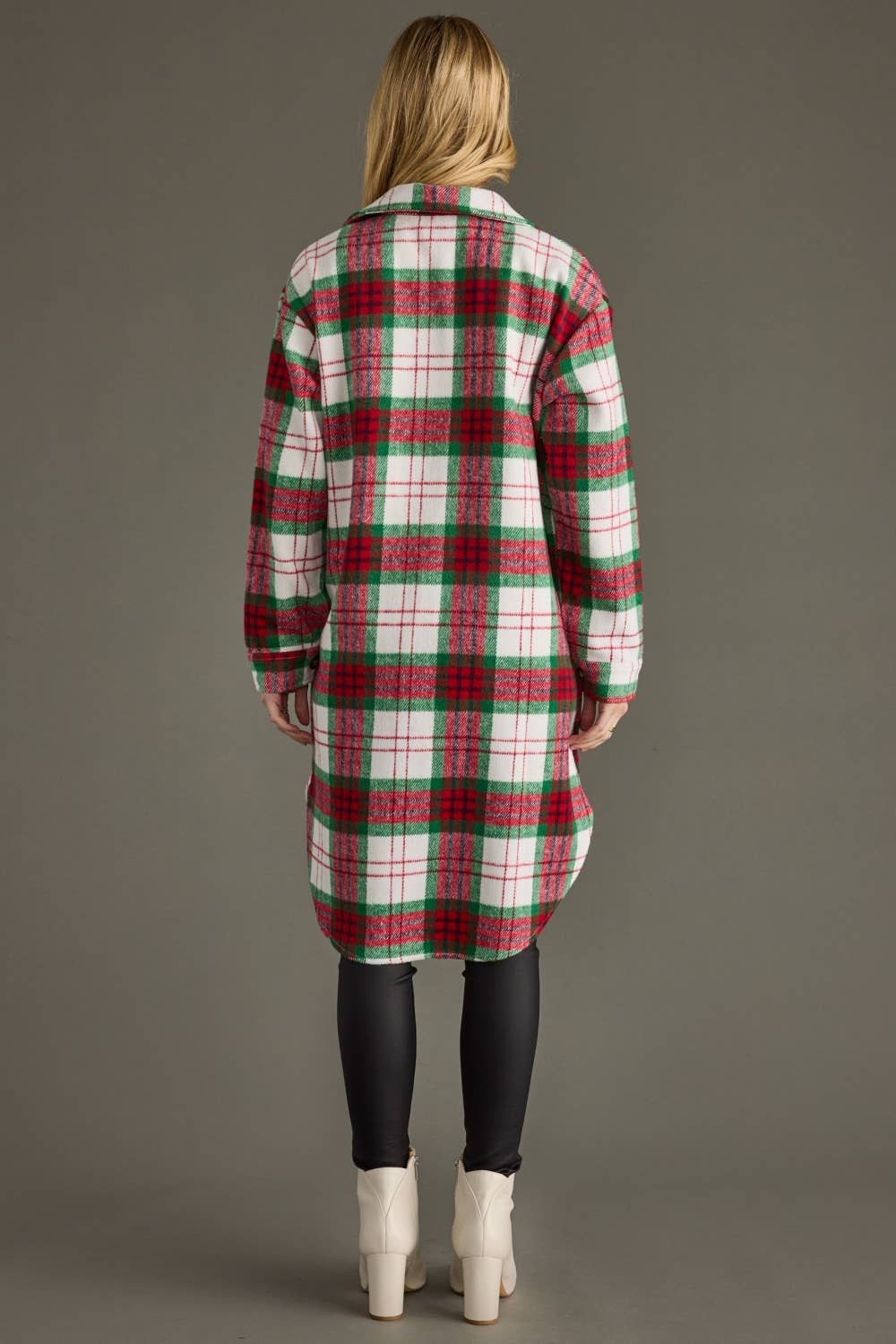 Holly Red, Green & White Long Plaid Shacket - The Graphic Tee
