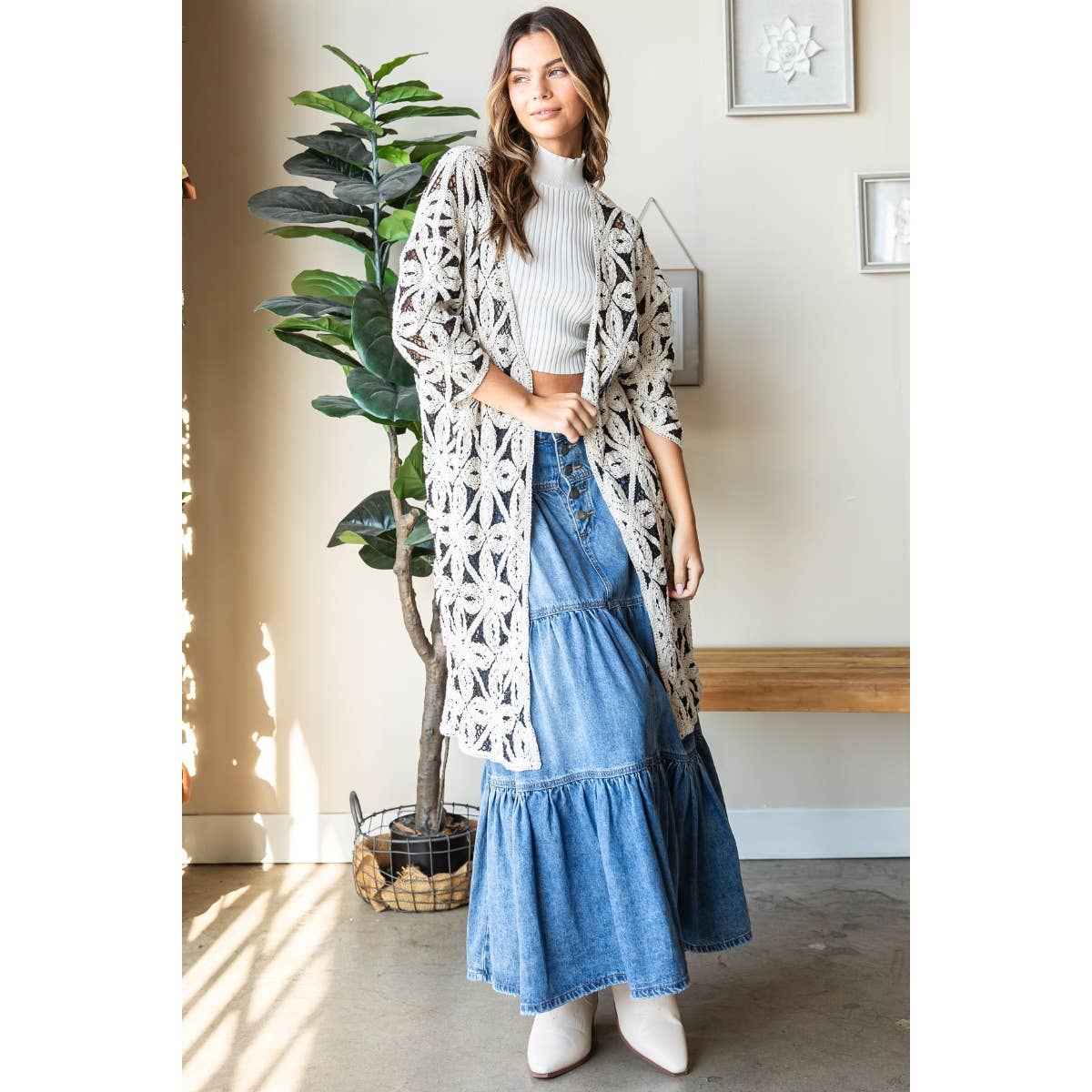 Jenna Front Button 3 tiered Denim Skirt - The Graphic Tee