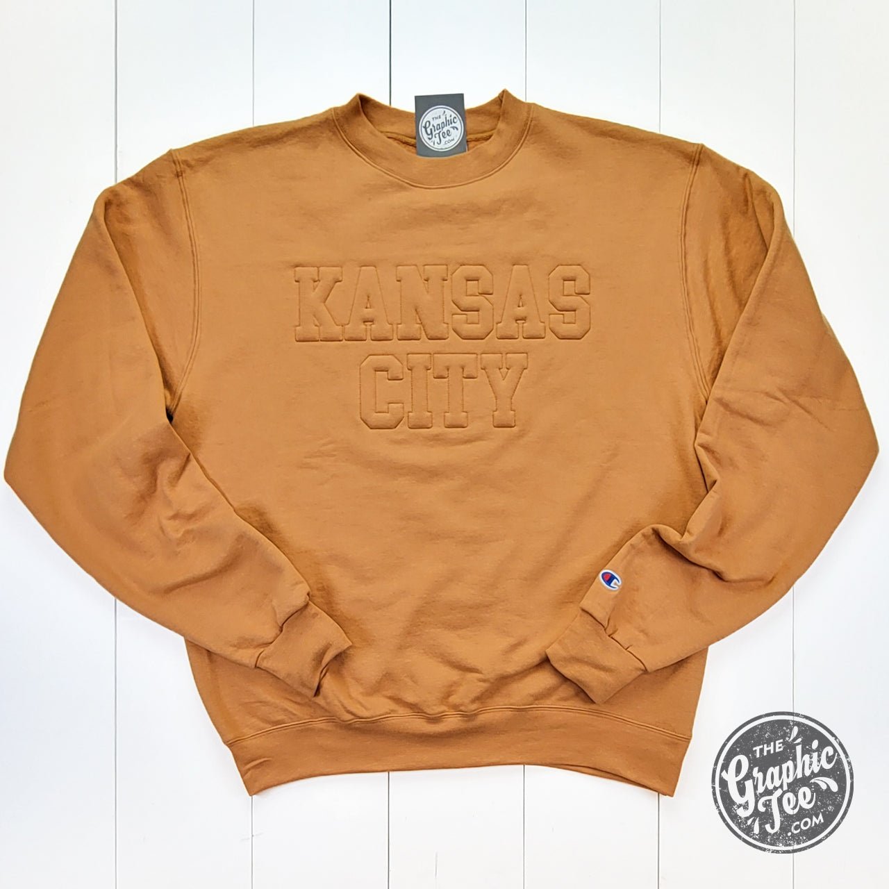 Kansas City 3D Champion® Gold Glint Crewneck Sweatshirt - The Graphic Tee