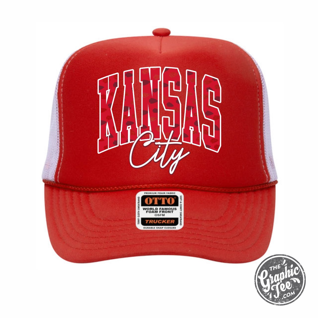 Kansas City Arrowhead Camo Red and White Foam Trucker Cap - The Graphic Tee