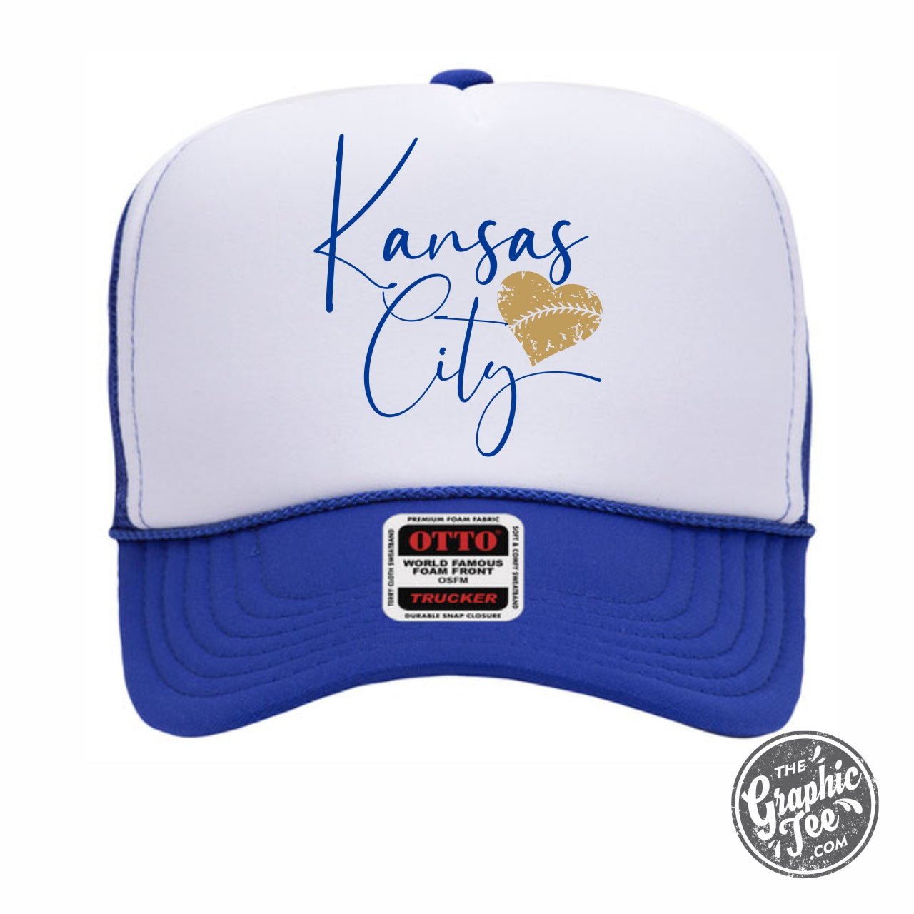 Kansas City Baseball Heart Foam Trucker Cap - The Graphic Tee