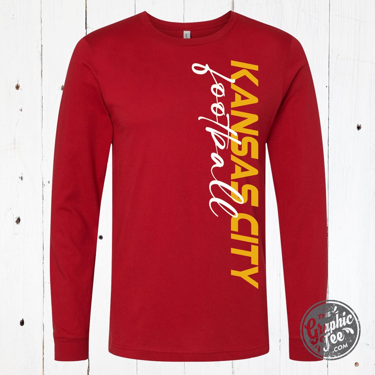 Kansas City Football Side Print Long Sleeve Tee - The Graphic Tee