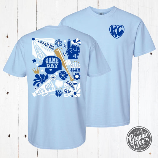 Kansas City Groovy Baseball Garment Dyed Short Sleeve Tee - The Graphic Tee