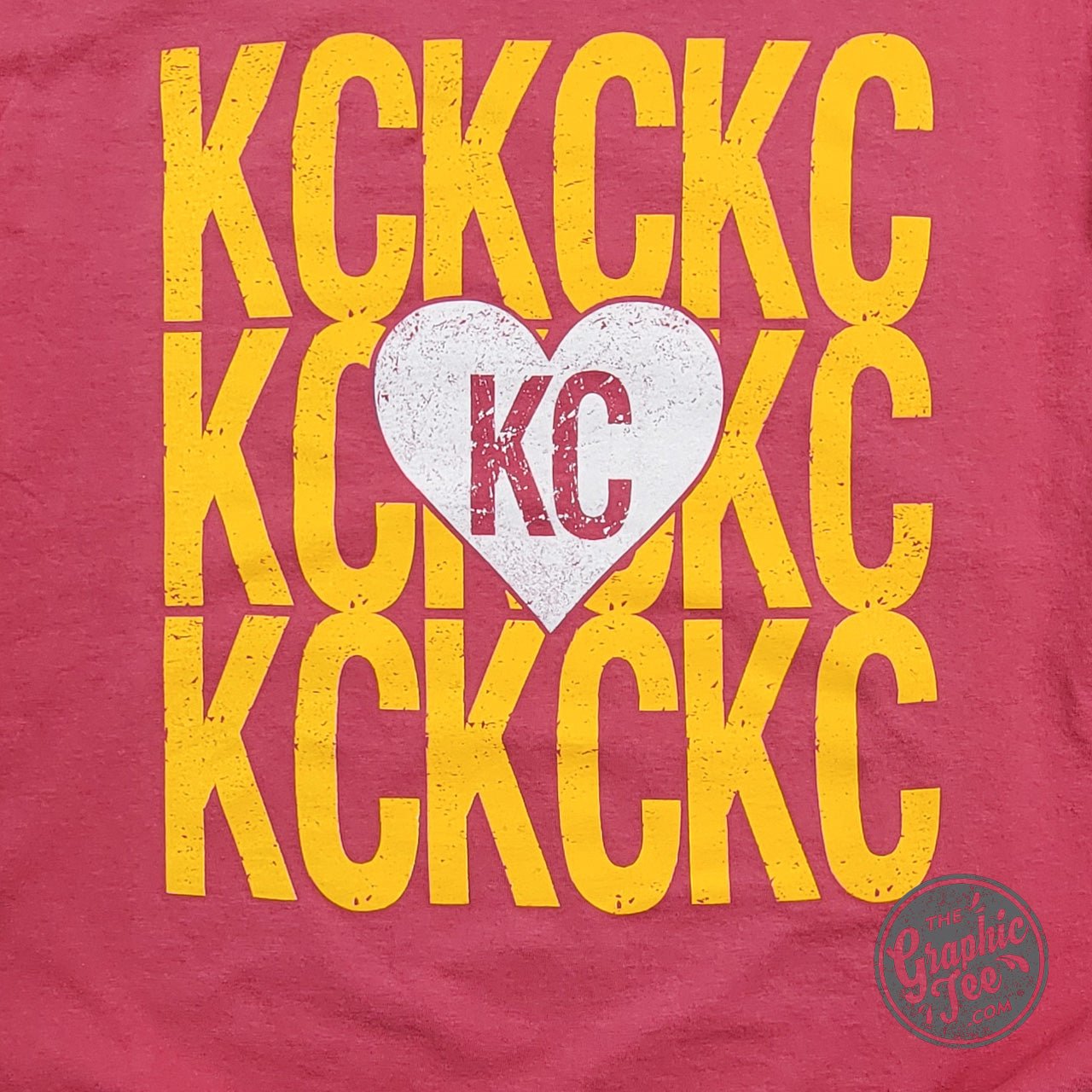 KC KC KC Heart Crimson Comfort Wash Short Sleeve Crew Neck Tee - The Graphic Tee
