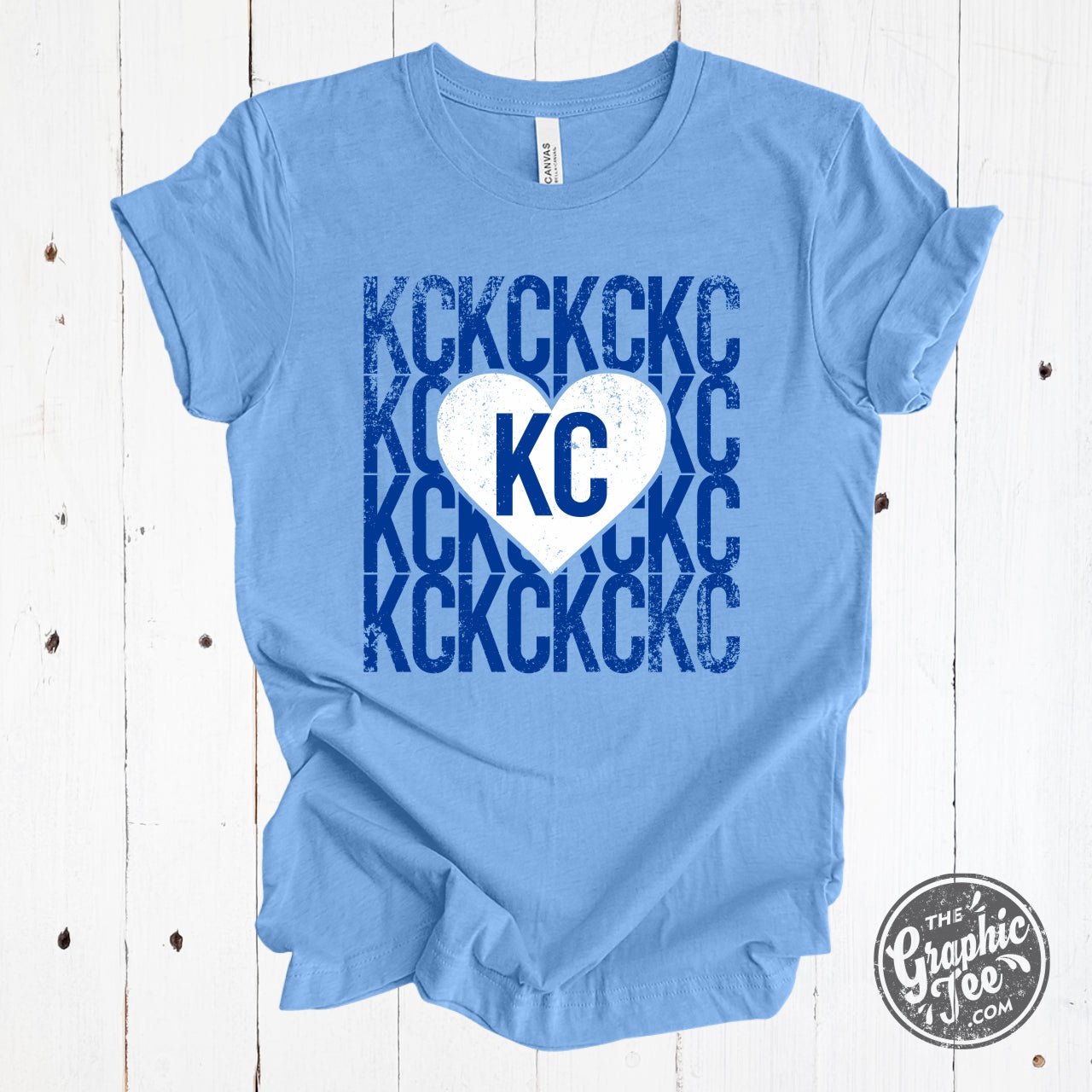 KCKCKCKC Heart Heather Carolina Blue Tee - The Graphic Tee