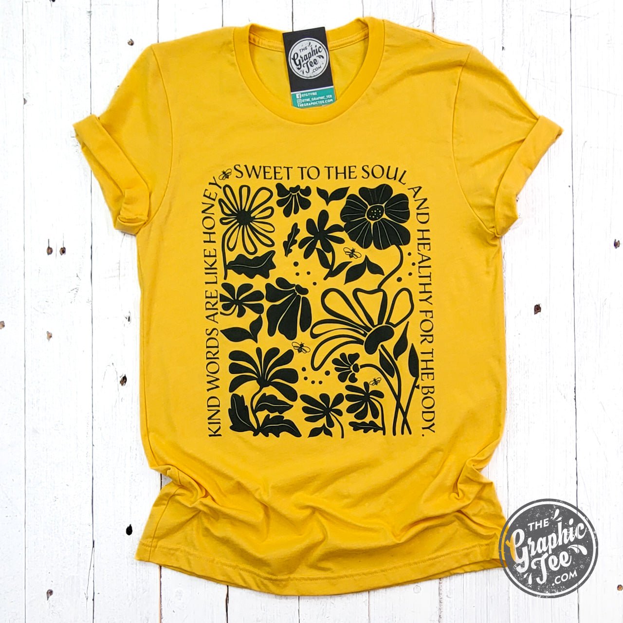 Kind Words Heather Golden Yellow Short Sleeve Tee - The Graphic Tee