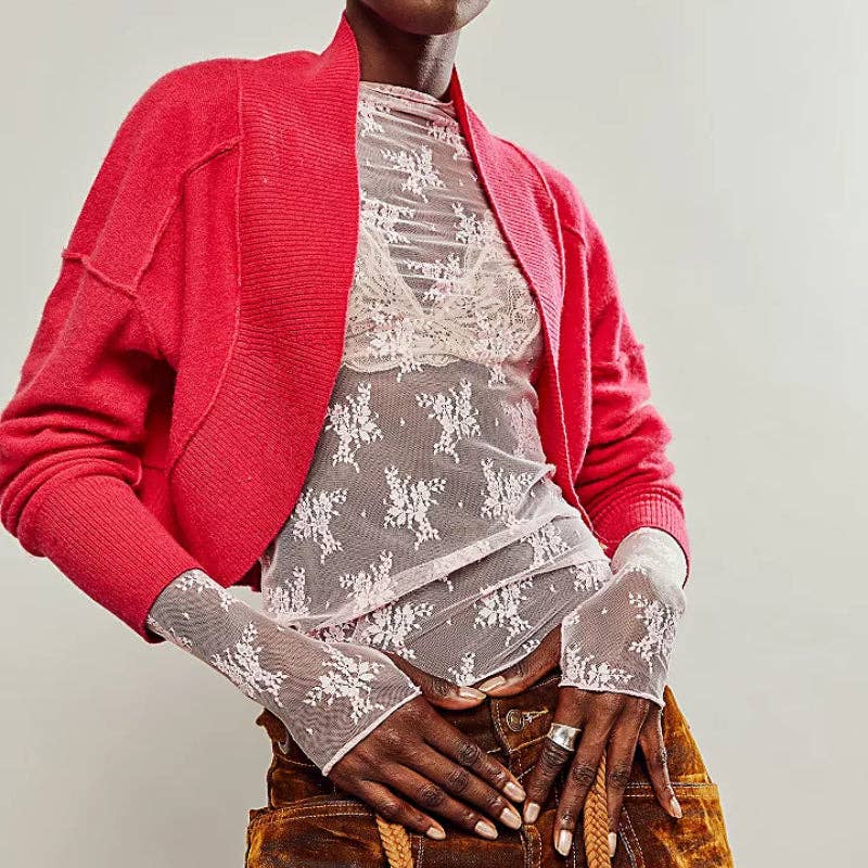 Lux Layering Floral Lace See Through Mesh Top Blouse - The Graphic Tee