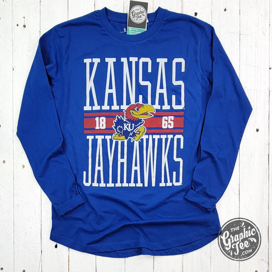 Lynn Kansas University Long Sleeve Crew Neck Rounded Bottom Jersey Top Licensed Apparel - The Graphic Tee
