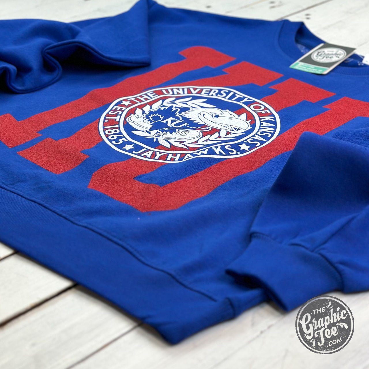 Mandy Kansas University Long Sleeve Crew Neck Blousant Oversized Fleece Licensed Apparel - The Graphic Tee