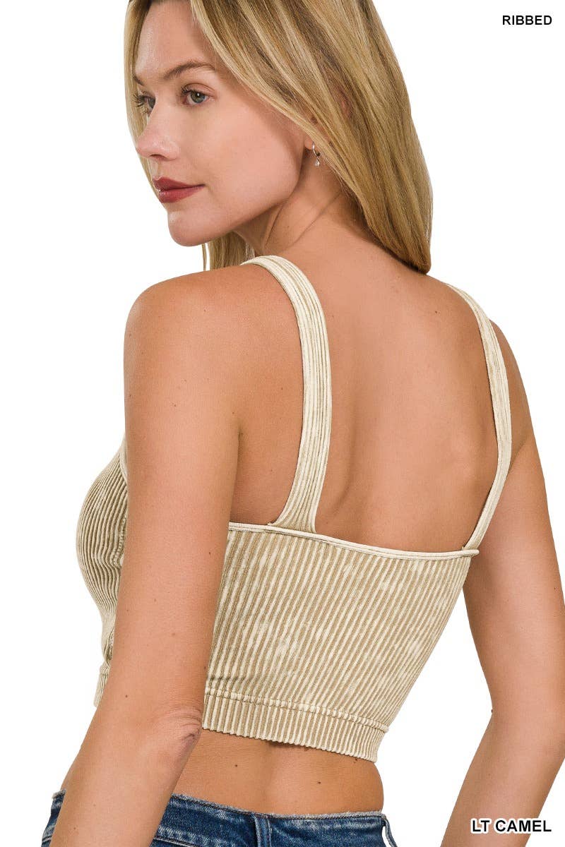 Naomi Washed Rib Seamless Bralette w/ Removable Bra - The Graphic Tee