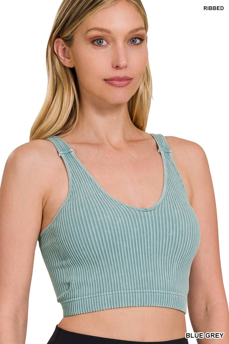 Naomi Washed Rib Seamless Bralette w/ Removable Bra - The Graphic Tee