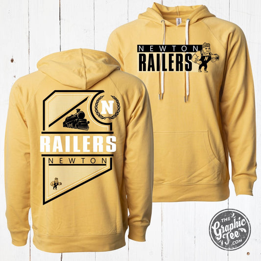 Newton Railers Adult Harvest Gold Raglan Hoodie - The Graphic Tee