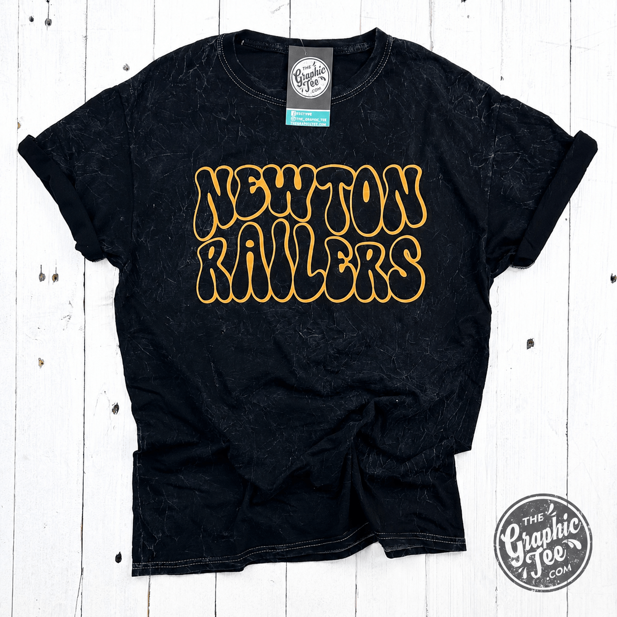 Newton Railers Retro Black Mineral Wash YOUTH Short Sleeve Tee - The Graphic Tee
