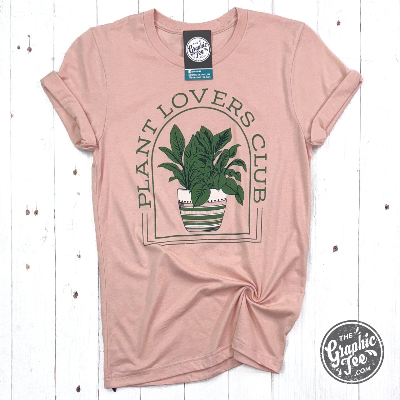 Plant Lovers Club Heather Peach Crewneck Short Sleeve Tee - The Graphic Tee
