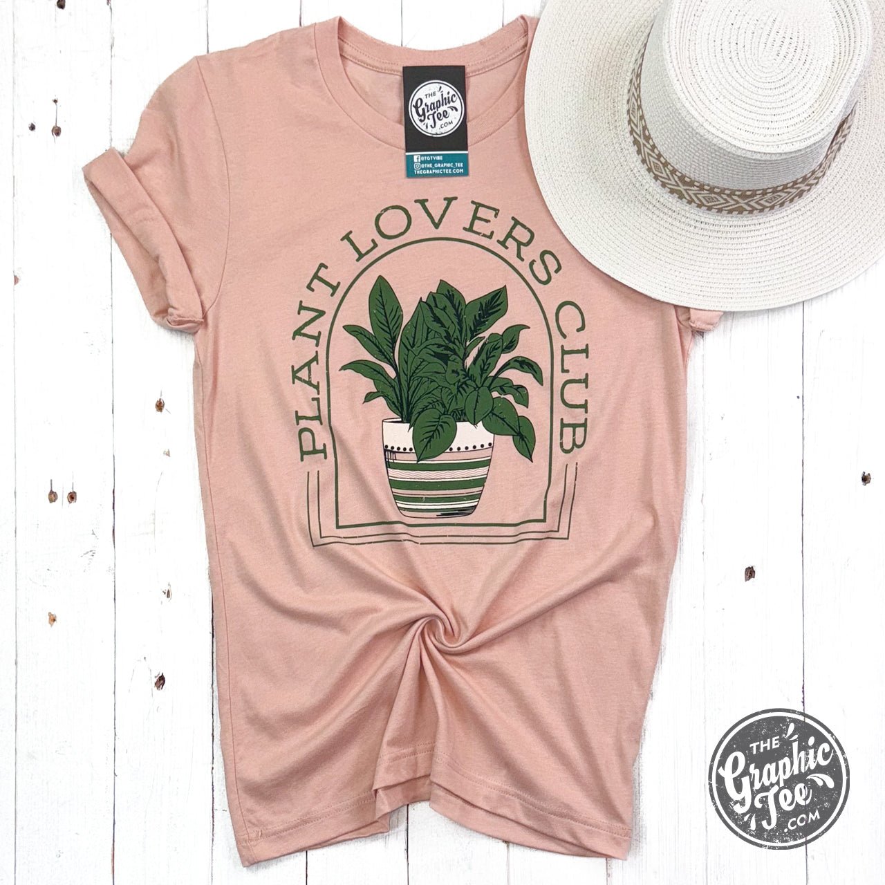 Plant Lovers Club Heather Peach Crewneck Short Sleeve Tee - The Graphic Tee