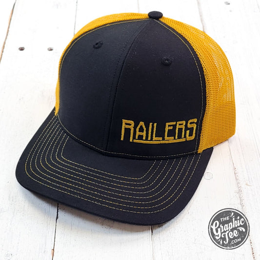 Railers Black and Gold Mesh Snapback Cap - The Graphic Tee