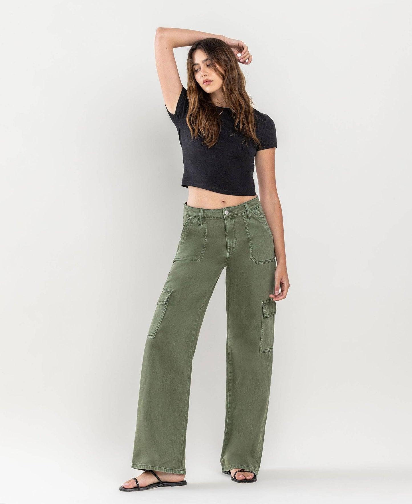 Serena High Rise Utility Cargo Wide Jeans - The Graphic Tee
