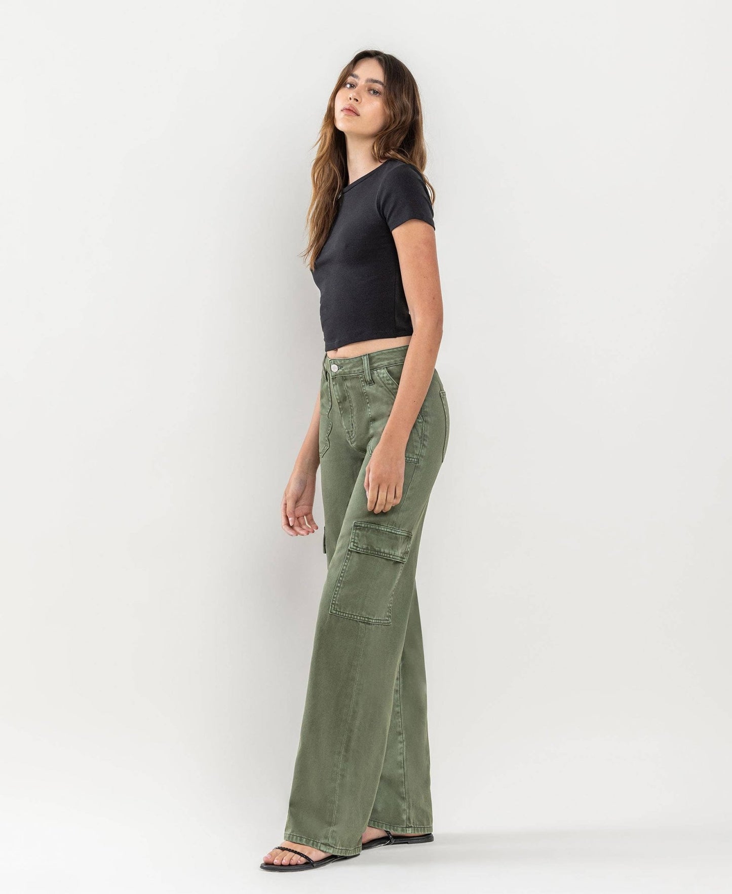 Serena High Rise Utility Cargo Wide Jeans - The Graphic Tee