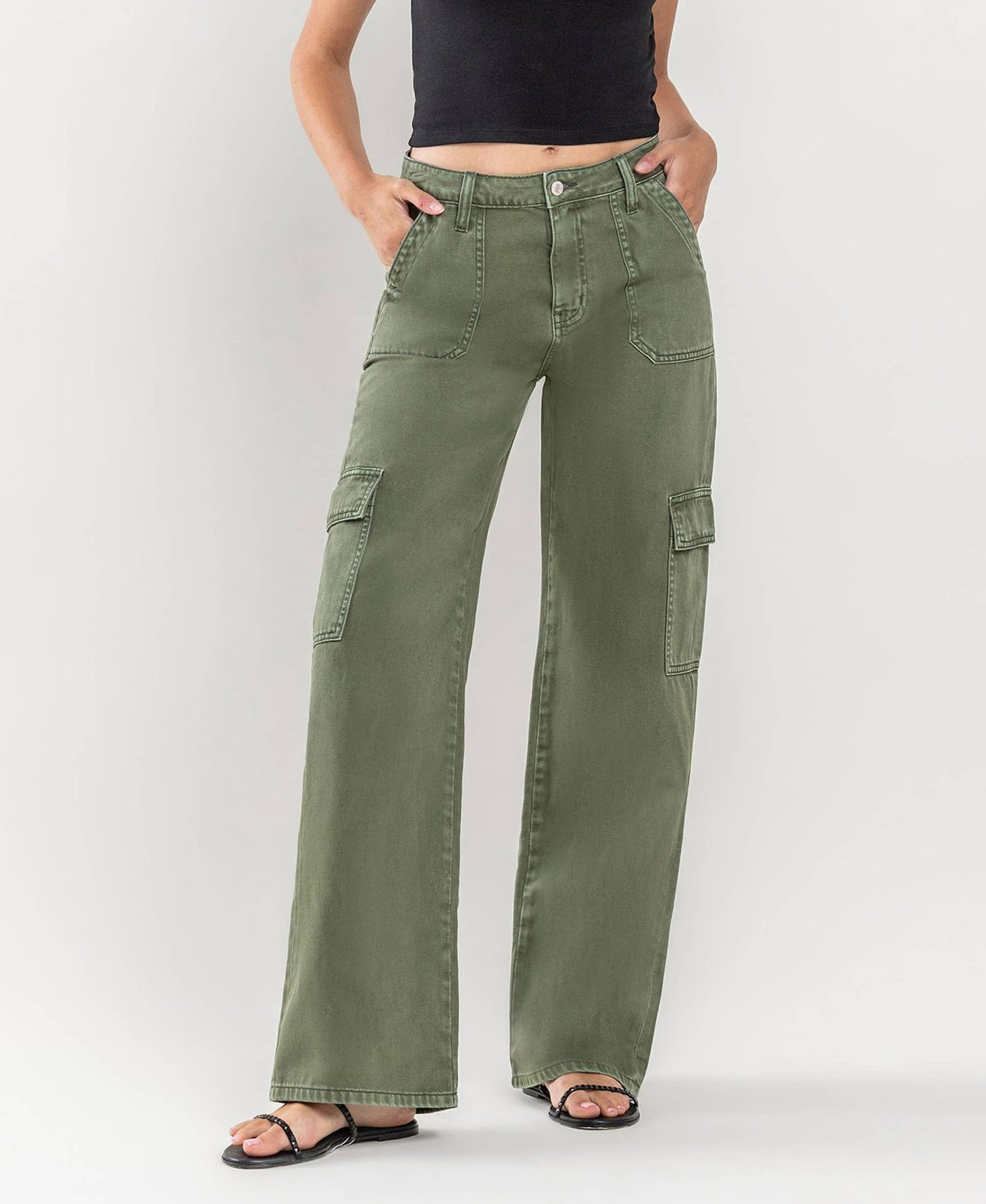 Serena High Rise Utility Cargo Wide Jeans - The Graphic Tee