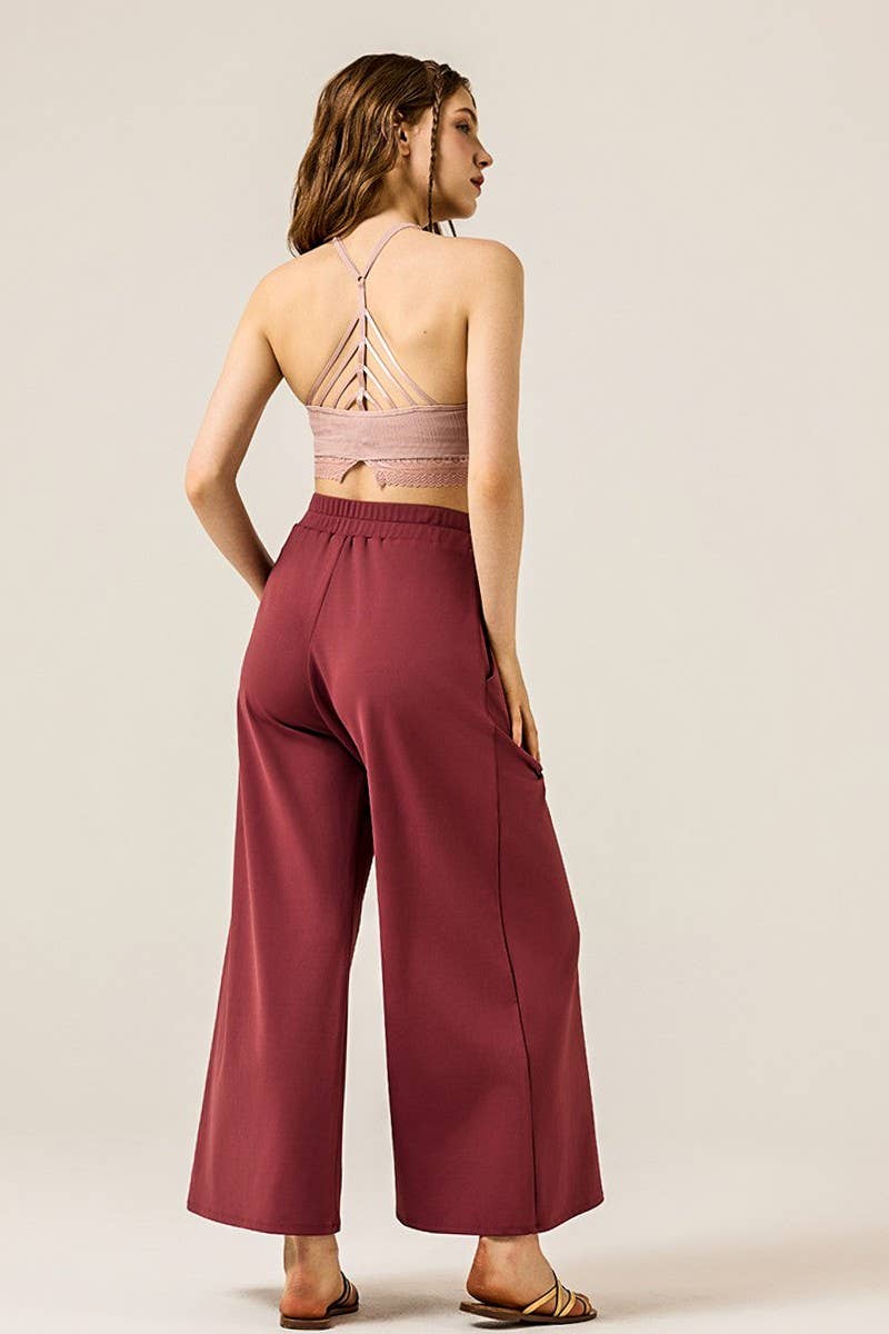 Stretch Yoga Knit Wide Leg Palazzo Pants - The Graphic Tee
