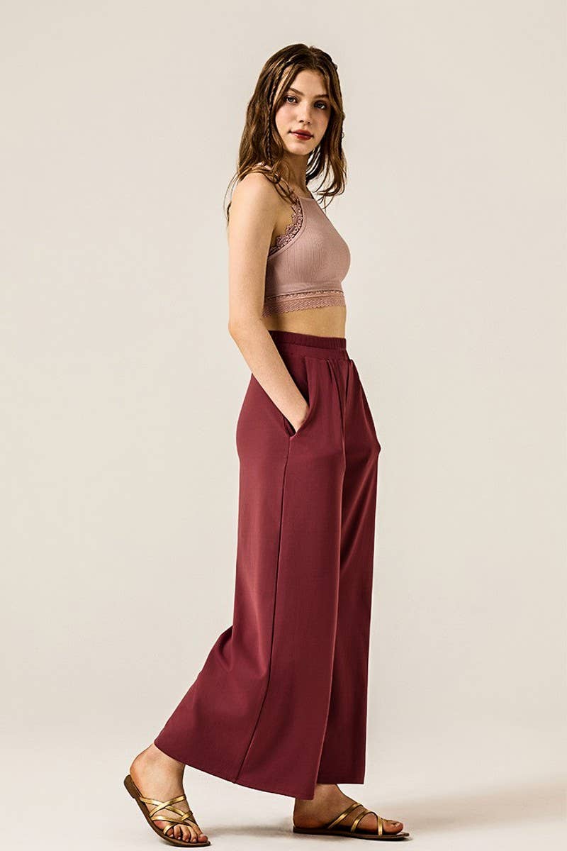 Stretch Yoga Knit Wide Leg Palazzo Pants - The Graphic Tee