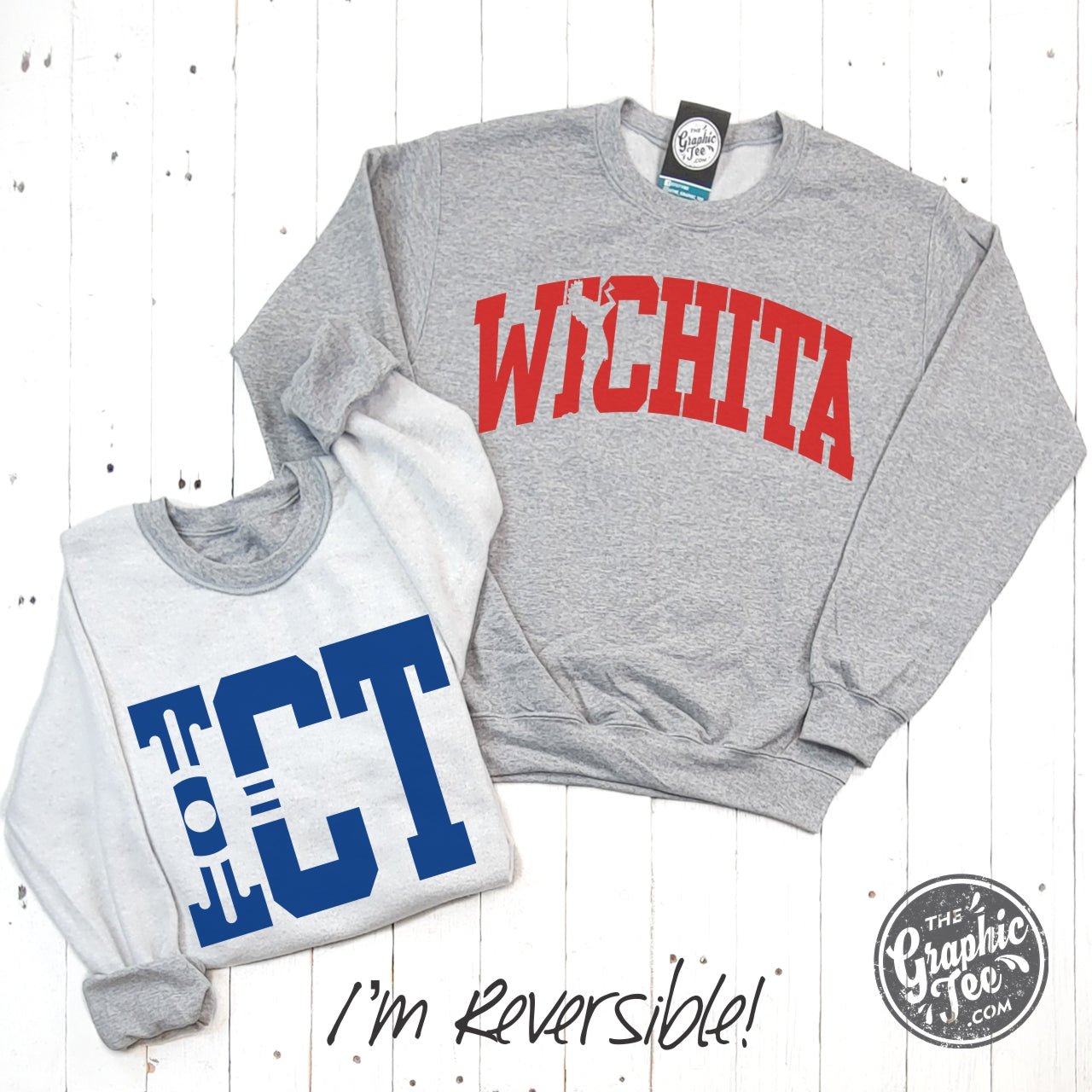 Wichita - ICT Reversible Sport Grey Crewneck Sweatshirt - The Graphic Tee