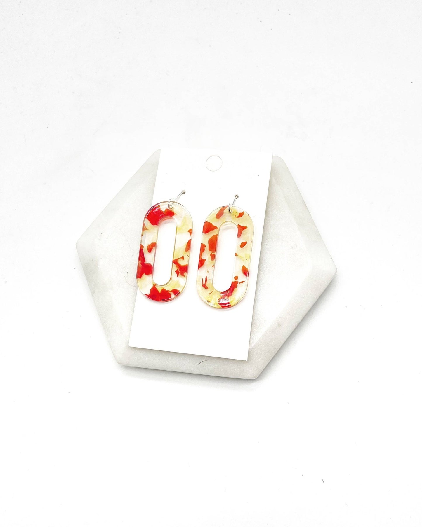 Yellow Red Kansas City Acrylic Loop Earrings - The Graphic Tee