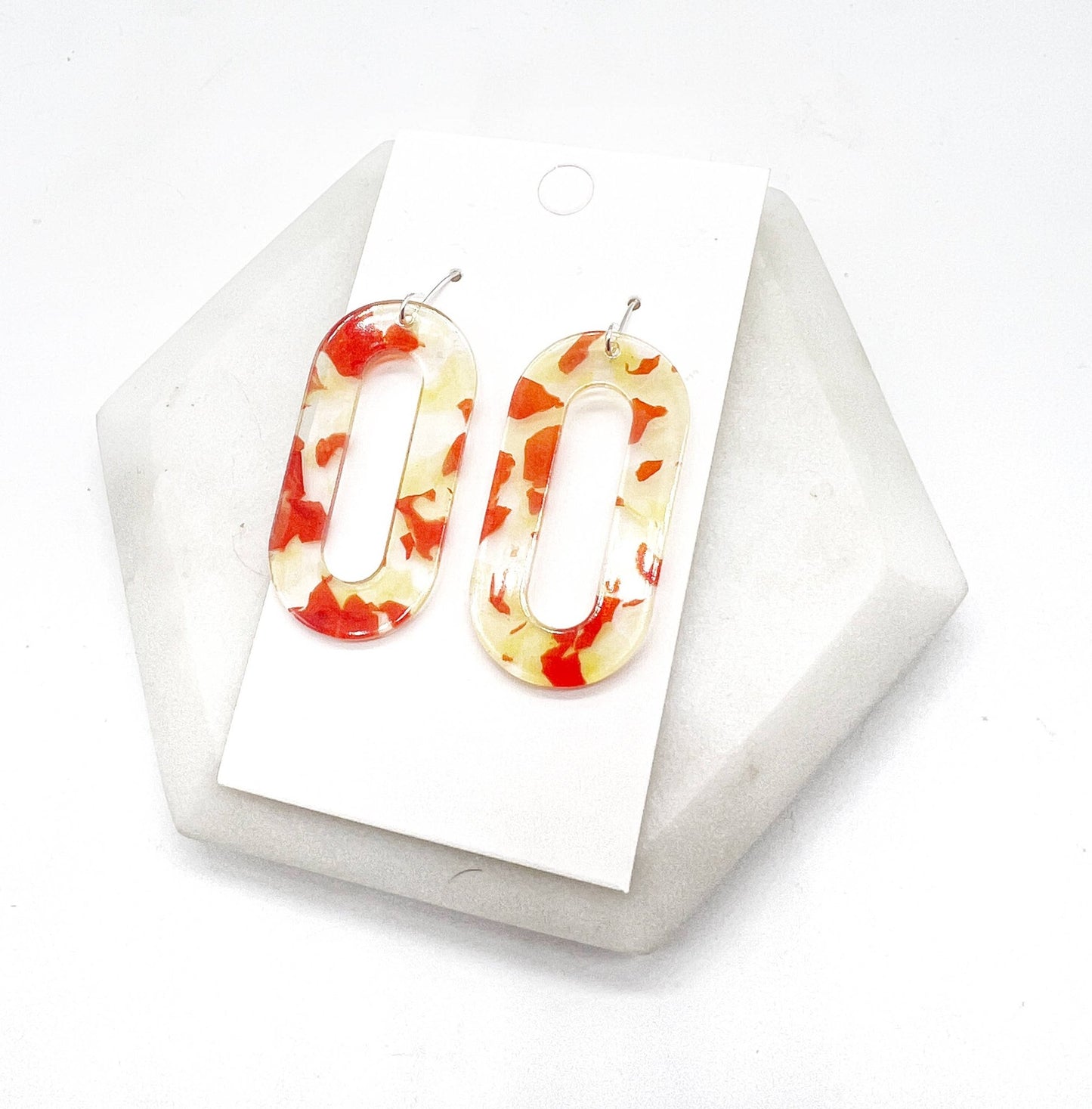 Yellow Red Kansas City Acrylic Loop Earrings - The Graphic Tee